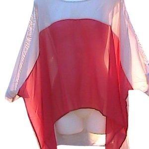 Chiffon Asymmetrical Slit Shoulder Blouse (#1)